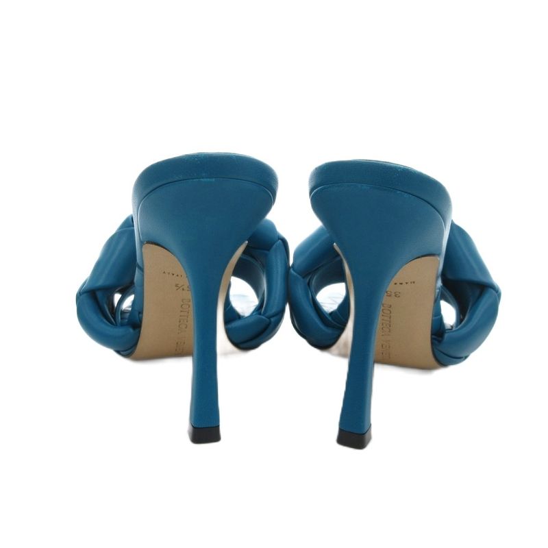 Bottega Veneta Intrecciato Lido Mules Sandals Leather High Heel 35.5 Turquoise — view 4