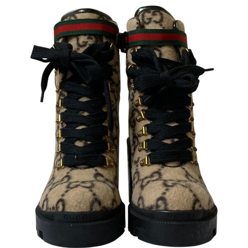 Gucci GG Pattern Sherry Line Wool Ankle Boots Size 38 — view 3