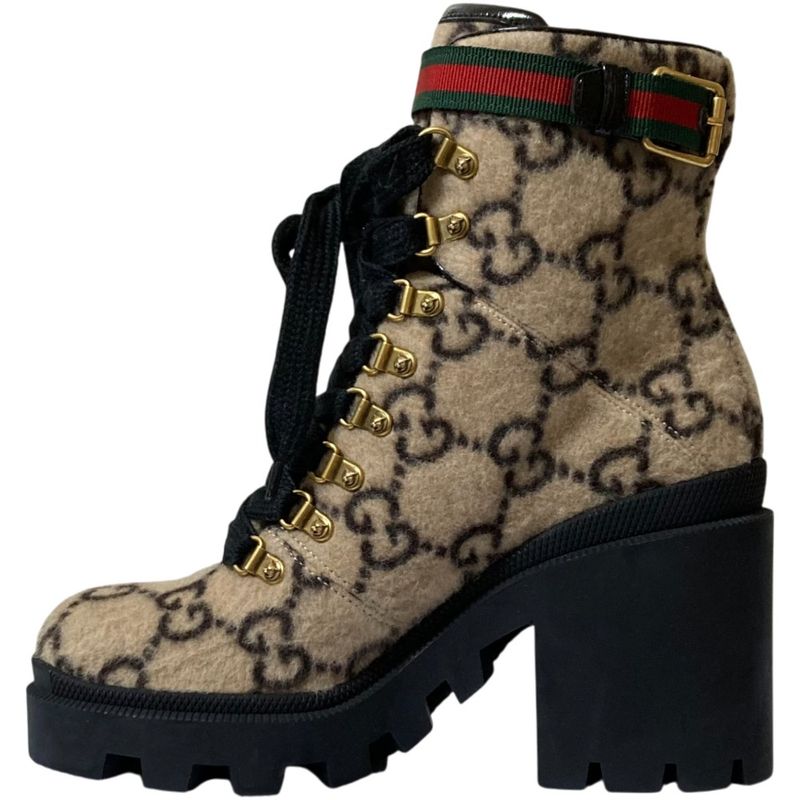 Gucci GG Pattern Sherry Line Wool Ankle Boots Size 38 — view 5