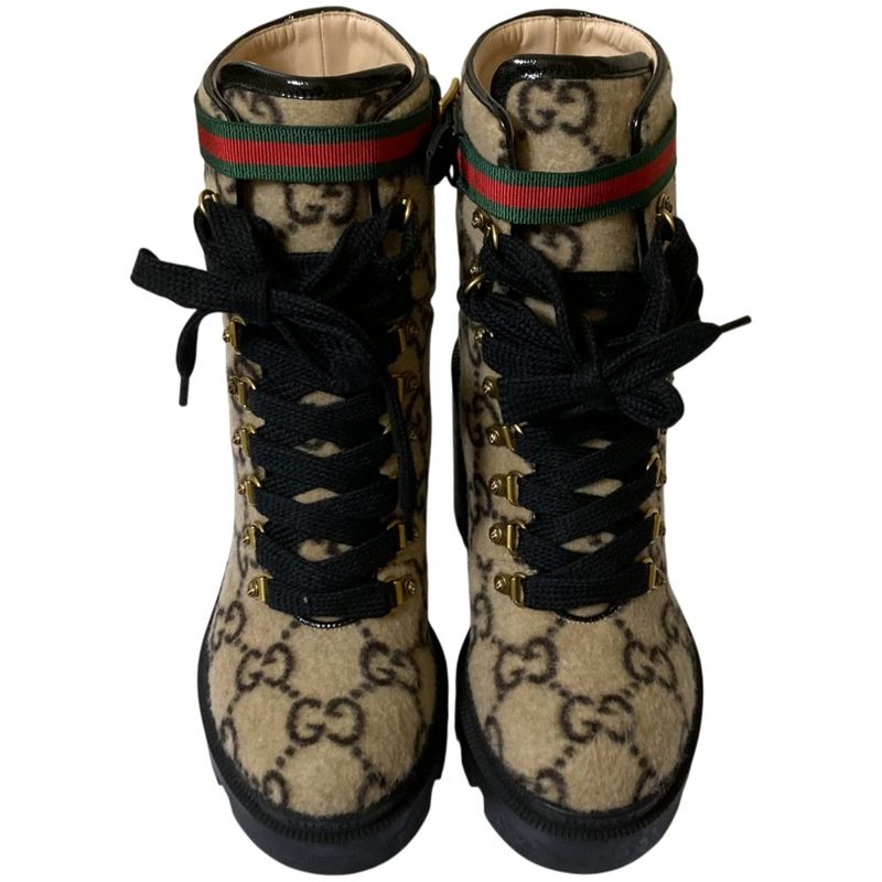 Gucci GG Pattern Sherry Line Wool Ankle Boots Size 38 — view 2