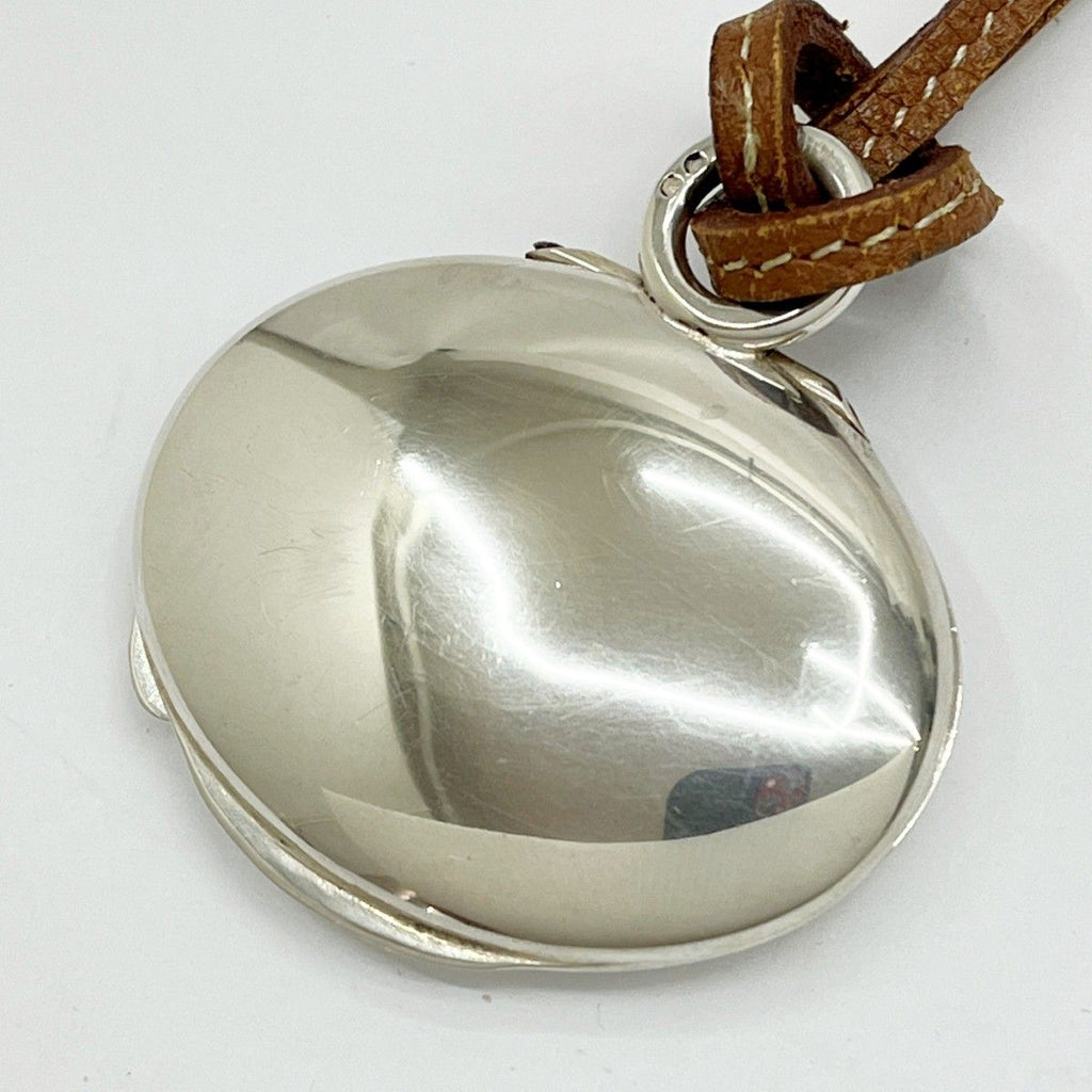 Hermes Locket Pendant Silver 925 Tarnish Yes Brown — view 4