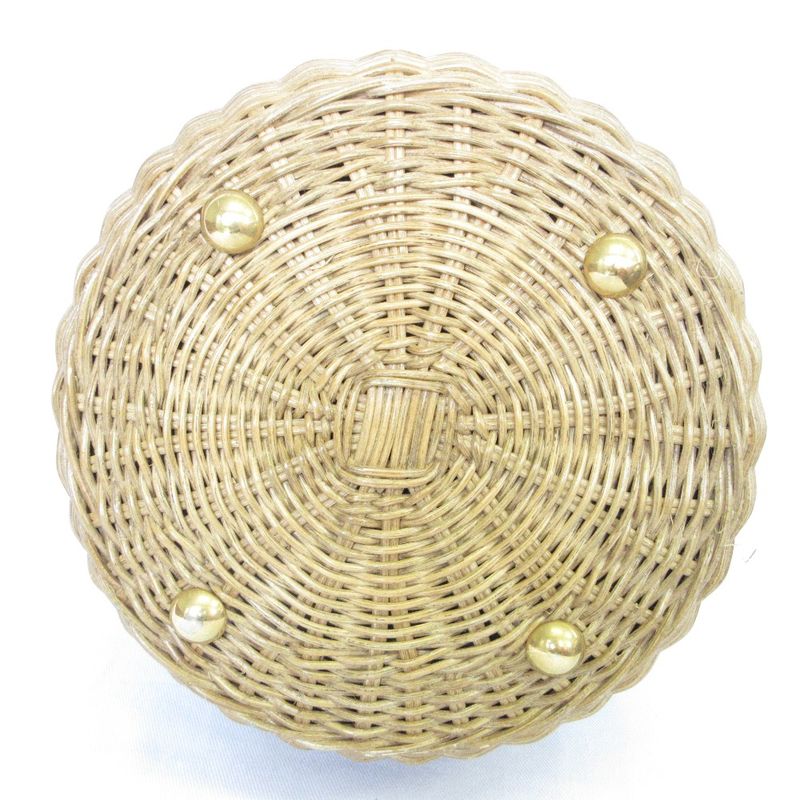 Christian Dior Oblique Wicker Shoulder Bag Navy Natural — view 6