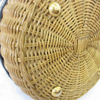 Christian Dior Oblique Wicker Shoulder Bag Navy Natural — view 8