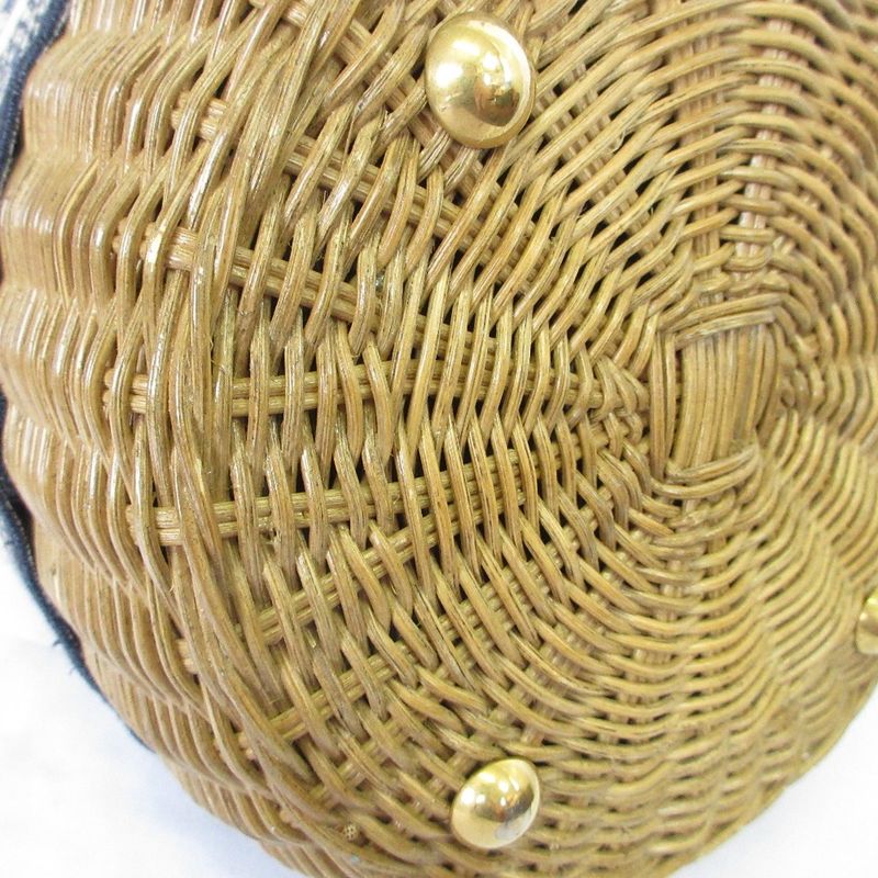 Christian Dior Oblique Wicker Shoulder Bag Navy Natural — view 8