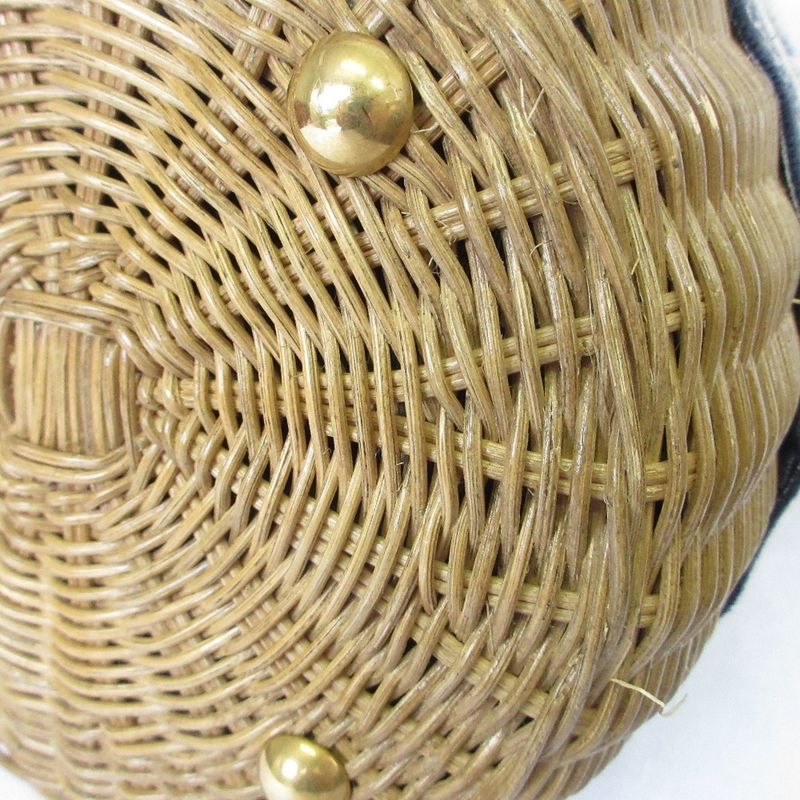Christian Dior Oblique Wicker Shoulder Bag Navy Natural — view 7