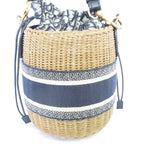 Christian Dior Oblique Wicker Shoulder Bag Navy Natural — view 2