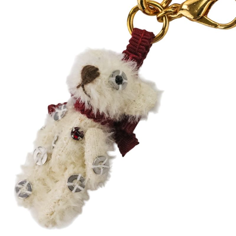 Prada Sequins Bear Mini Charm Key Holder Bag White Red Gold Color — view 3