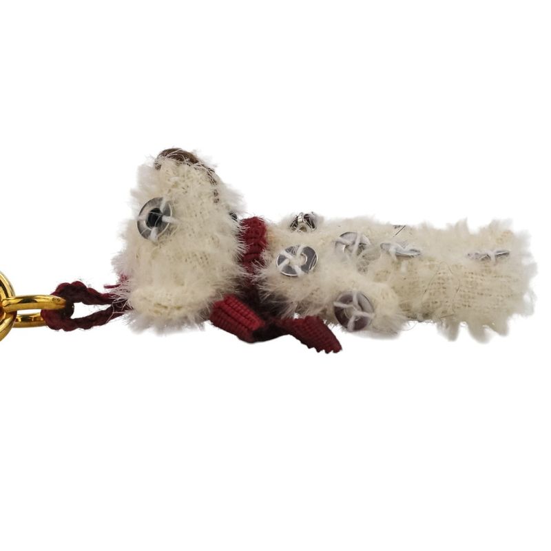 Prada Sequins Bear Mini Charm Key Holder Bag White Red Gold Color — view 6