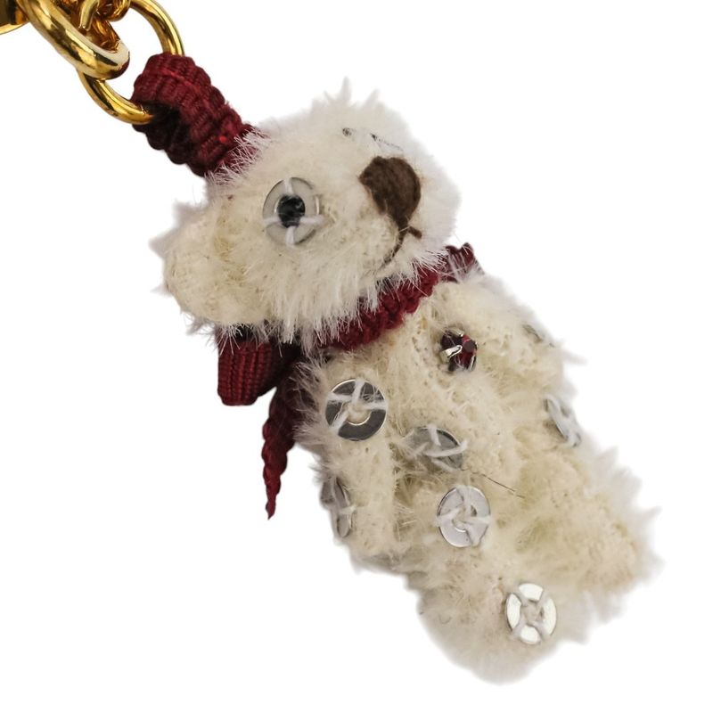 Prada Sequins Bear Mini Charm Key Holder Bag White Red Gold Color — view 2