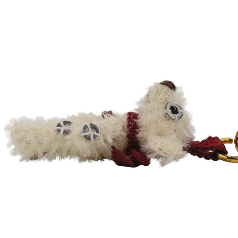 Prada Sequins Bear Mini Charm Key Holder Bag White Red Gold Color — view 7