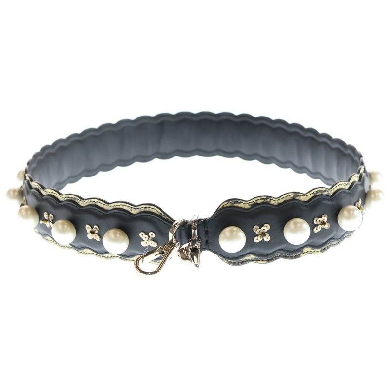Fendi Shoulder Strap with Faux Pearls Black — view 2