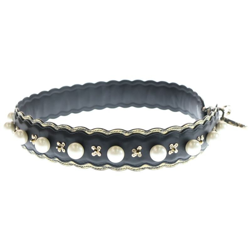 Fendi Shoulder Strap with Faux Pearls Black — view 3