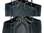 Chanel Grand Shopping Tote Bag GST Chain Caviar Leather CC Logo Navy Silver — view 5