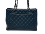 Chanel Grand Shopping Tote Bag GST Chain Caviar Leather CC Logo Navy Silver — view 3