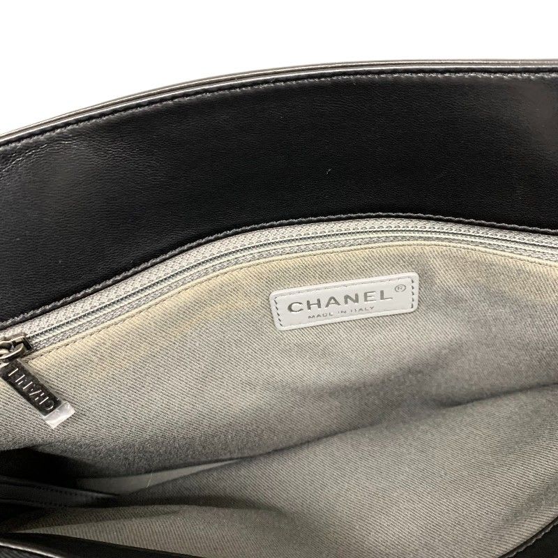 Chanel Bag Shoulder Lambskin Black Silver Quilted Boy
