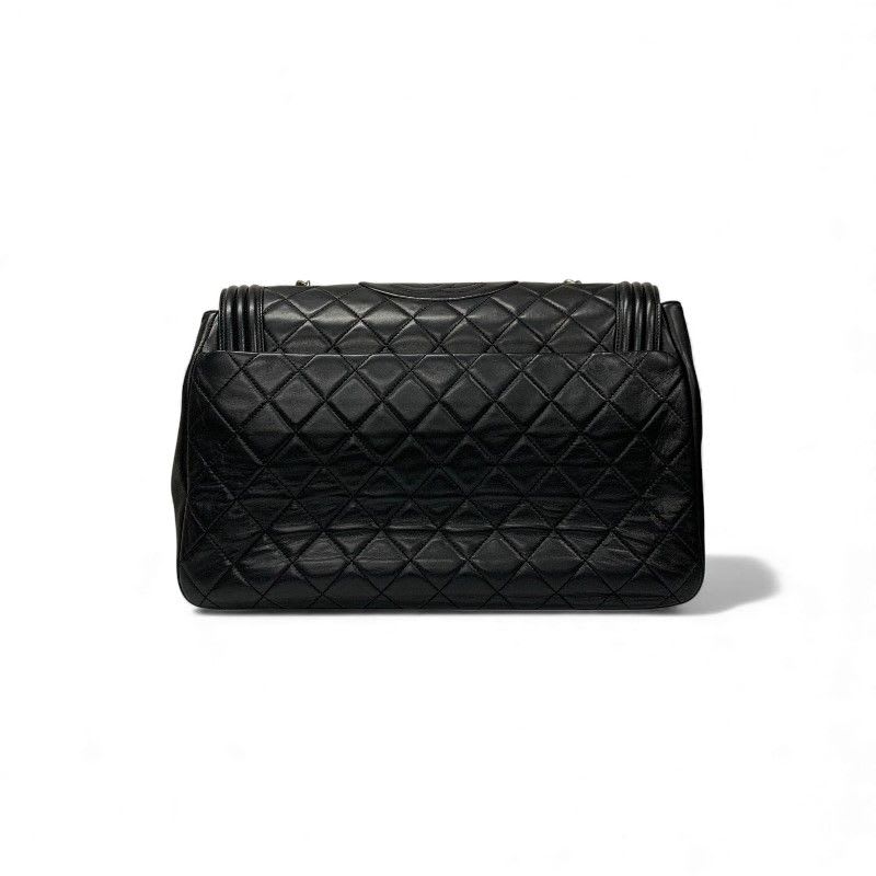 Chanel Bag Shoulder Lambskin Black Silver Quilted Boy