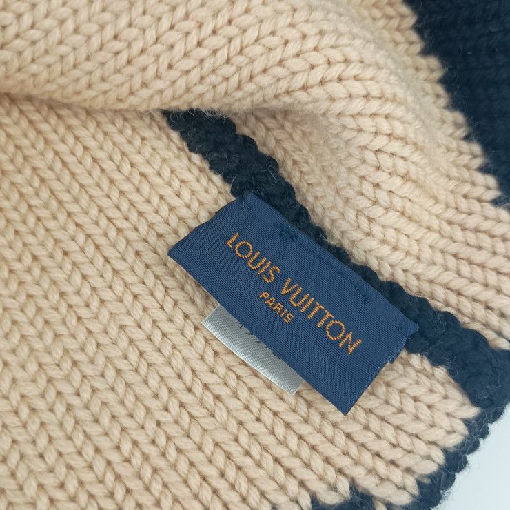 Louis Vuitton Cap Bonnet Morning Lamb Beanie Black Beige 100% Wool — view 7