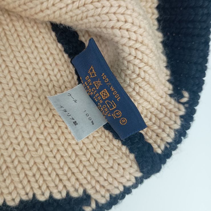 Louis Vuitton Cap Bonnet Morning Lamb Beanie Black Beige 100% Wool — view 8