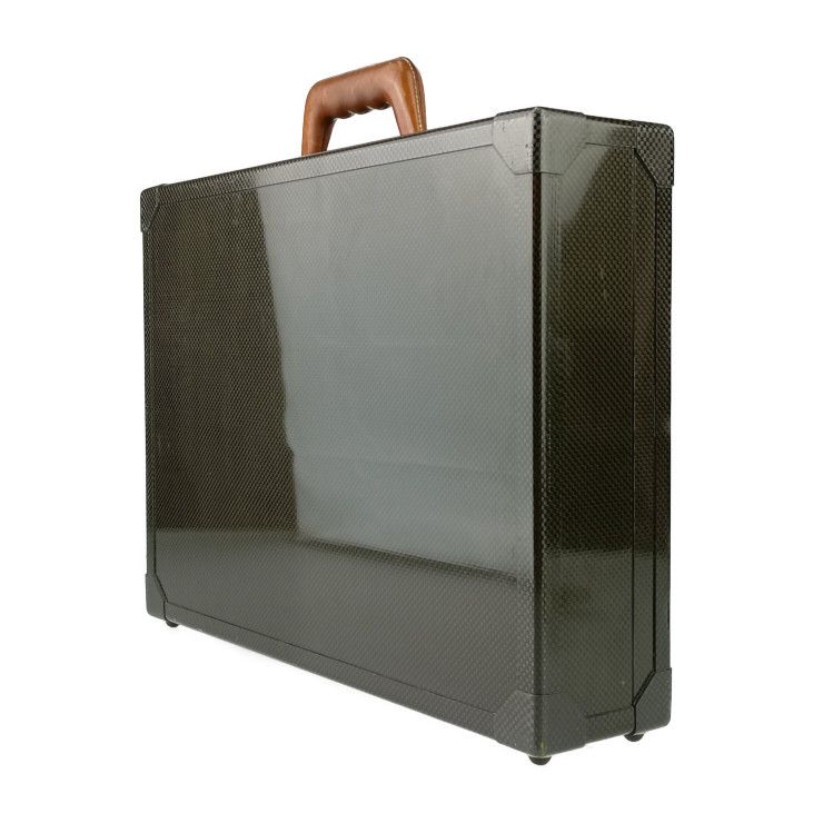 Hermes Business Bag Espace PM Attache Case Black Gold Hardware Carbon Leather — view 2