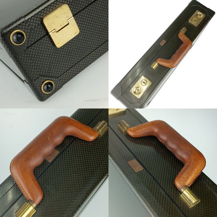 Hermes Business Bag Espace PM Attache Case Black Gold Hardware Carbon Leather — view 9