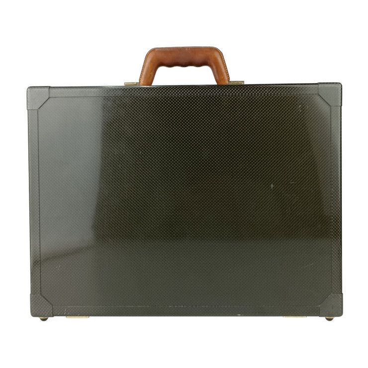 Hermes Business Bag Espace PM Attache Case Black Gold Hardware Carbon Leather — view 3