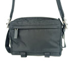 Prada Shoulder Bag Crossbody 2 Vh043 Black Silver Hardware Nylon Leather — view 4