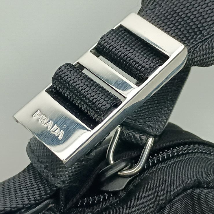 Prada Shoulder Bag Crossbody 2 Vh043 Black Silver Hardware Nylon Leather — view 8