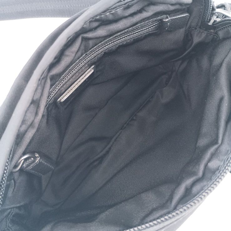 Prada Shoulder Bag Crossbody 2 Vh043 Black Silver Hardware Nylon Leather — view 9