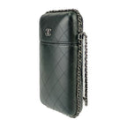 Chanel Shoulder Bag Chain Phone Holder Black Silver Hardware Lambskin — view 2