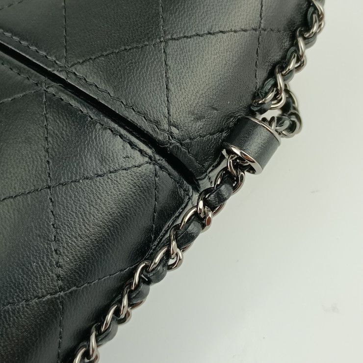 Chanel Shoulder Bag Chain Phone Holder Black Silver Hardware Lambskin — view 6