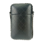 Chanel Shoulder Bag Chain Phone Holder Black Silver Hardware Lambskin — view 3