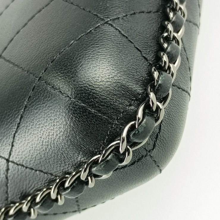 Chanel Shoulder Bag Chain Phone Holder Black Silver Hardware Lambskin — view 5