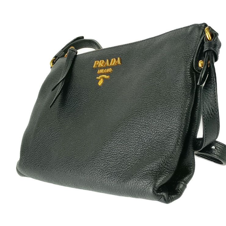 Prada Shoulder Bag Crossbody 1 Bh050 Black Gold Hardware Vitello Daino — view 2