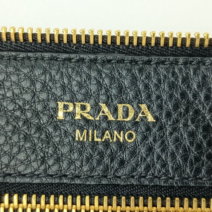 Prada Shoulder Bag Crossbody 1 Bh050 Black Gold Hardware Vitello Daino — view 9