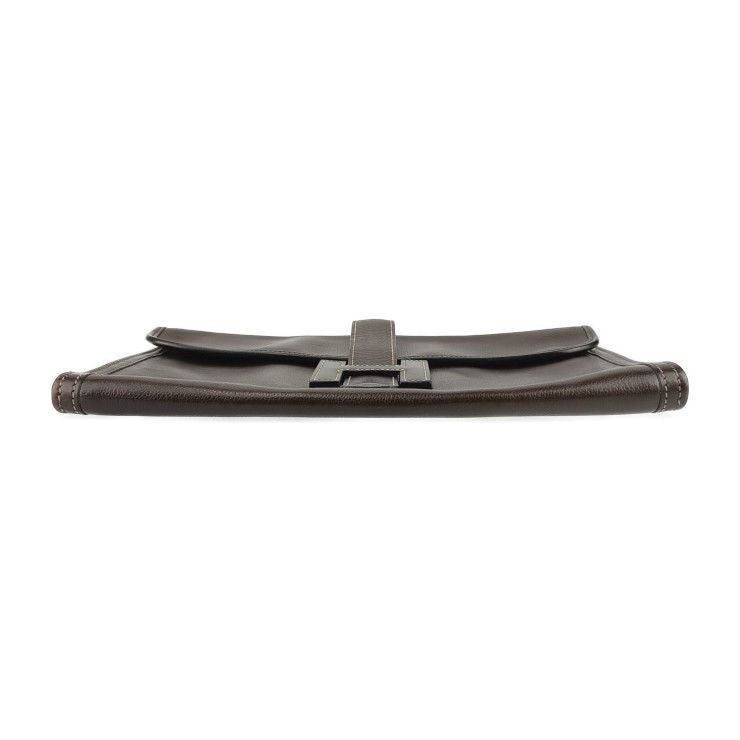 Hermes Clutch Bag Jigier PM Dark Brown Leather Second — view 4