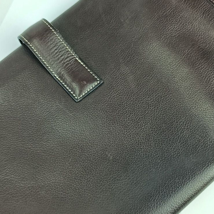 Hermes Clutch Bag Jigier PM Dark Brown Leather Second — view 7