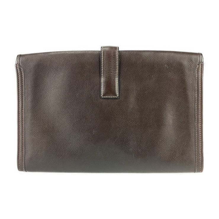 Hermes Clutch Bag Jigier PM Dark Brown Leather Second — view 3