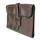 Hermes Clutch Bag Jigier PM Dark Brown Leather Second — view 2