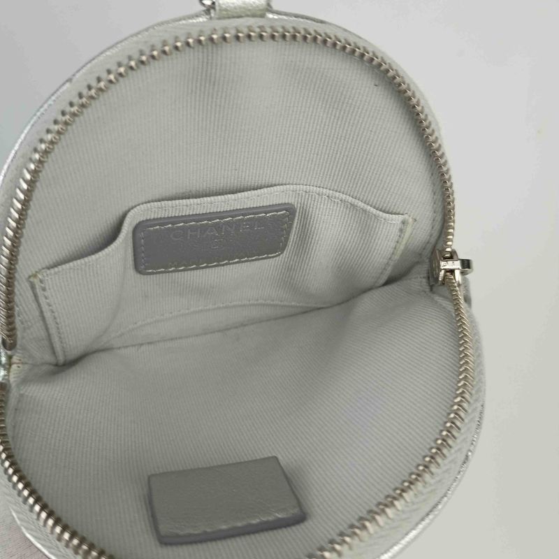 Chanel Coin Case Camellia Zip Purse Ap2125 Silver Lambskin — view 7