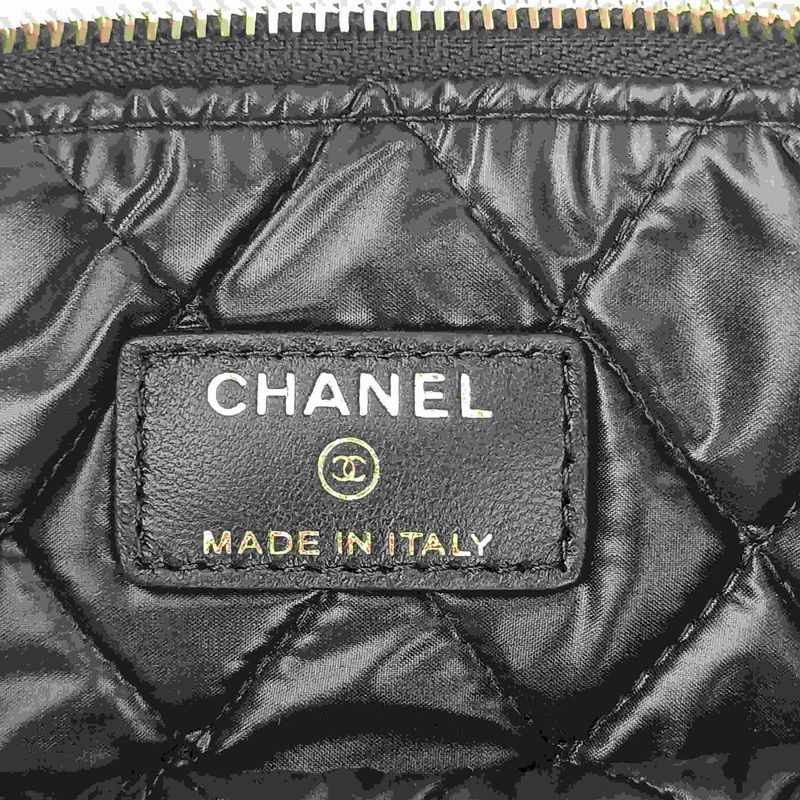 Chanel Second Bag Camellia Pouch 82699 Black Navy Lambskin Velour Coco — view 9