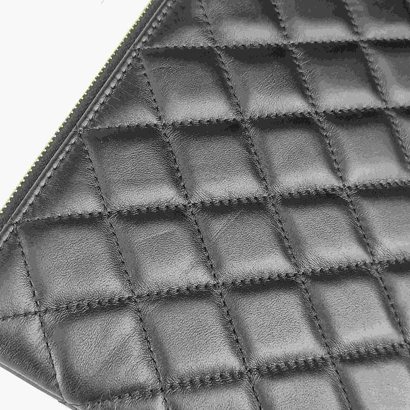 Chanel Second Bag Camellia Pouch 82699 Black Navy Lambskin Velour Coco — view 7