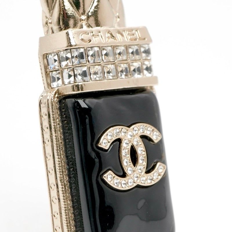 Chanel Brooch Corsage Gold Black Pink Coco Mark Rhinestone Lip Motif — view 6