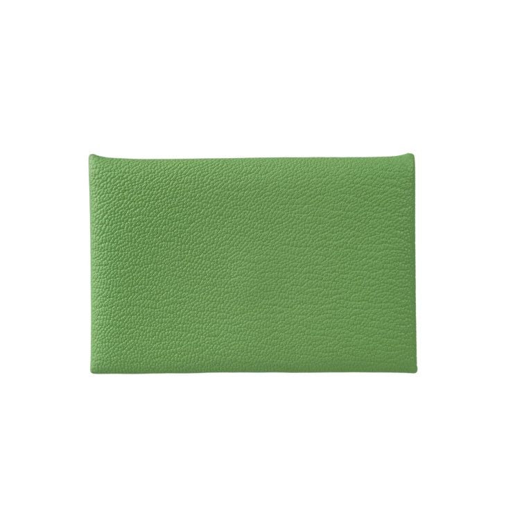 Hermes Coin Case Calvi Vert Cricket Chevre Purse Engraved W Never — view 3