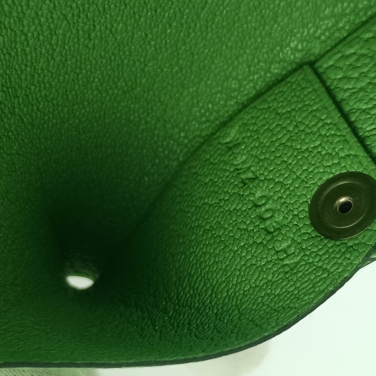 Hermes Coin Case Calvi Vert Cricket Chevre Purse Engraved W Never — view 6