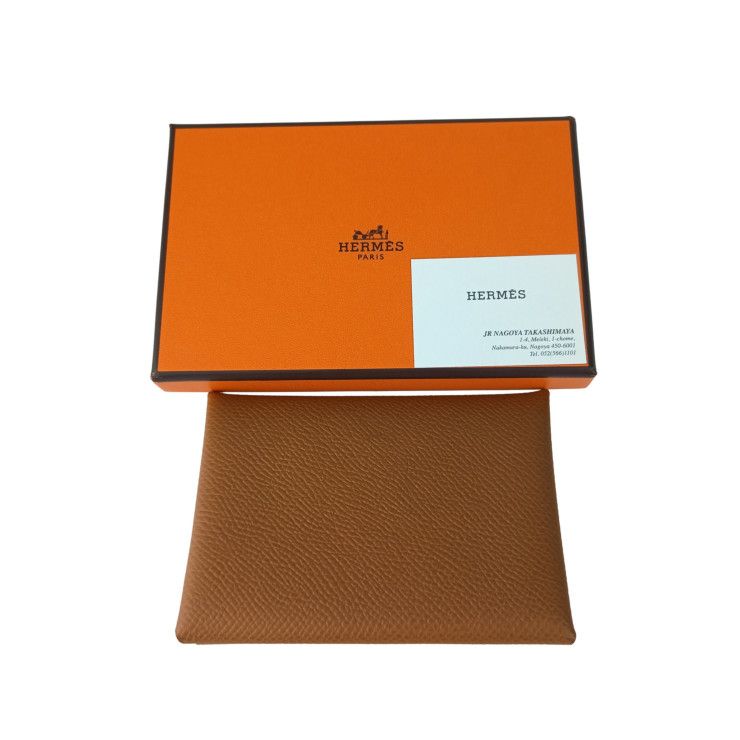 Hermes Coin Case Calvi Duo Gold Epson Purse Engraved W Never — view 9