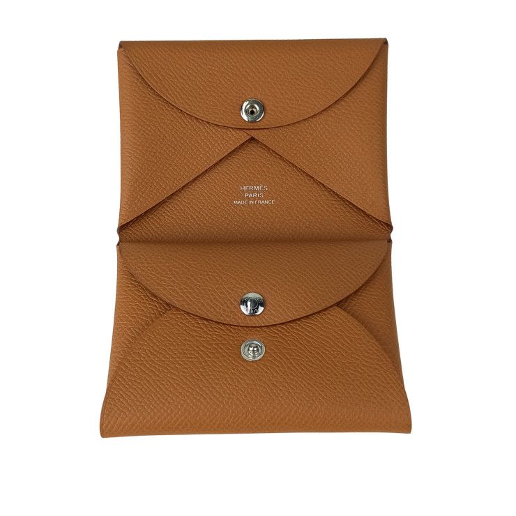 Hermes Coin Case Calvi Duo Gold Epson Purse Engraved W Never — view 6