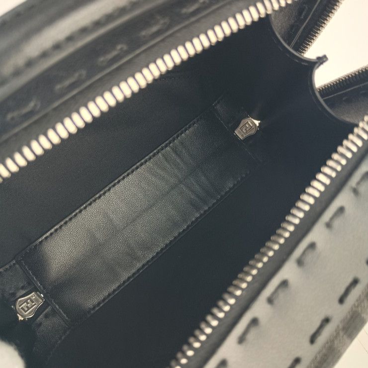 Fendi Shoulder Bag Zucca Mini Travel 7 Va552 Gray Black Canvas Leather — view 9