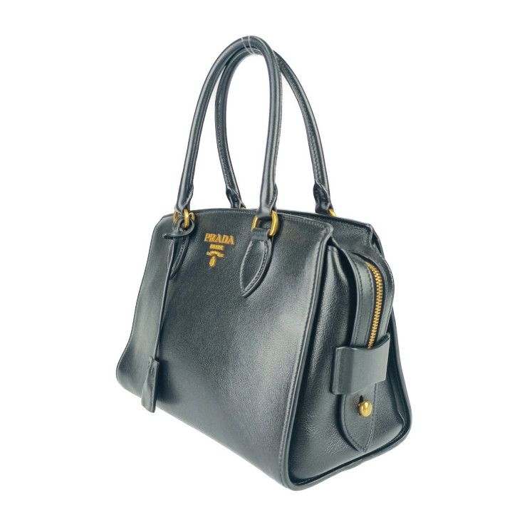 Prada Handbag 2-Way Bag 1 Ba164 Black Gold Hardware Calf Leather — view 2