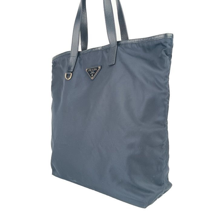 Prada Tote Bag Br4371 Navy Nylon Leather Shoulder Triangle — view 2