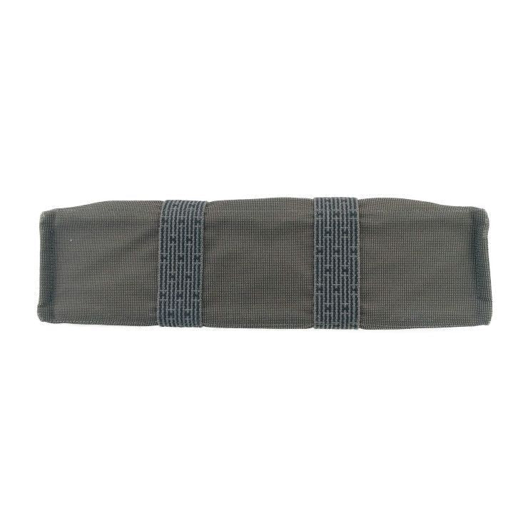 Hermes Tote Her Line MM Grey Silver Hardware Canvas Handbag — view 4